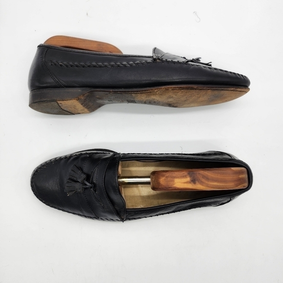 Bostonian Shoes Men 10 M Florentine Tassle Loafer Slip On Dress Black Leather - Picture 10 of 16